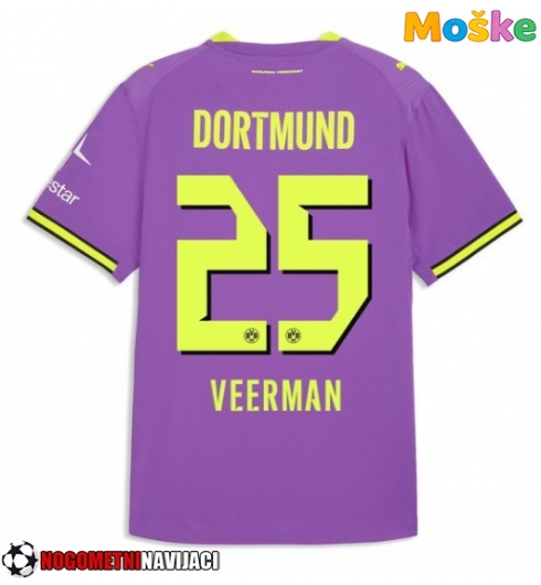 Moške Nogometnih dresov Borussia Dortmund Joey Veerman #25 Tretji 2026-27 Kratki rokavi Moške Nogometnih dresov Borussia Dortmund Joey Veerman #25 Tretji 2026-27 Kratki rokavi